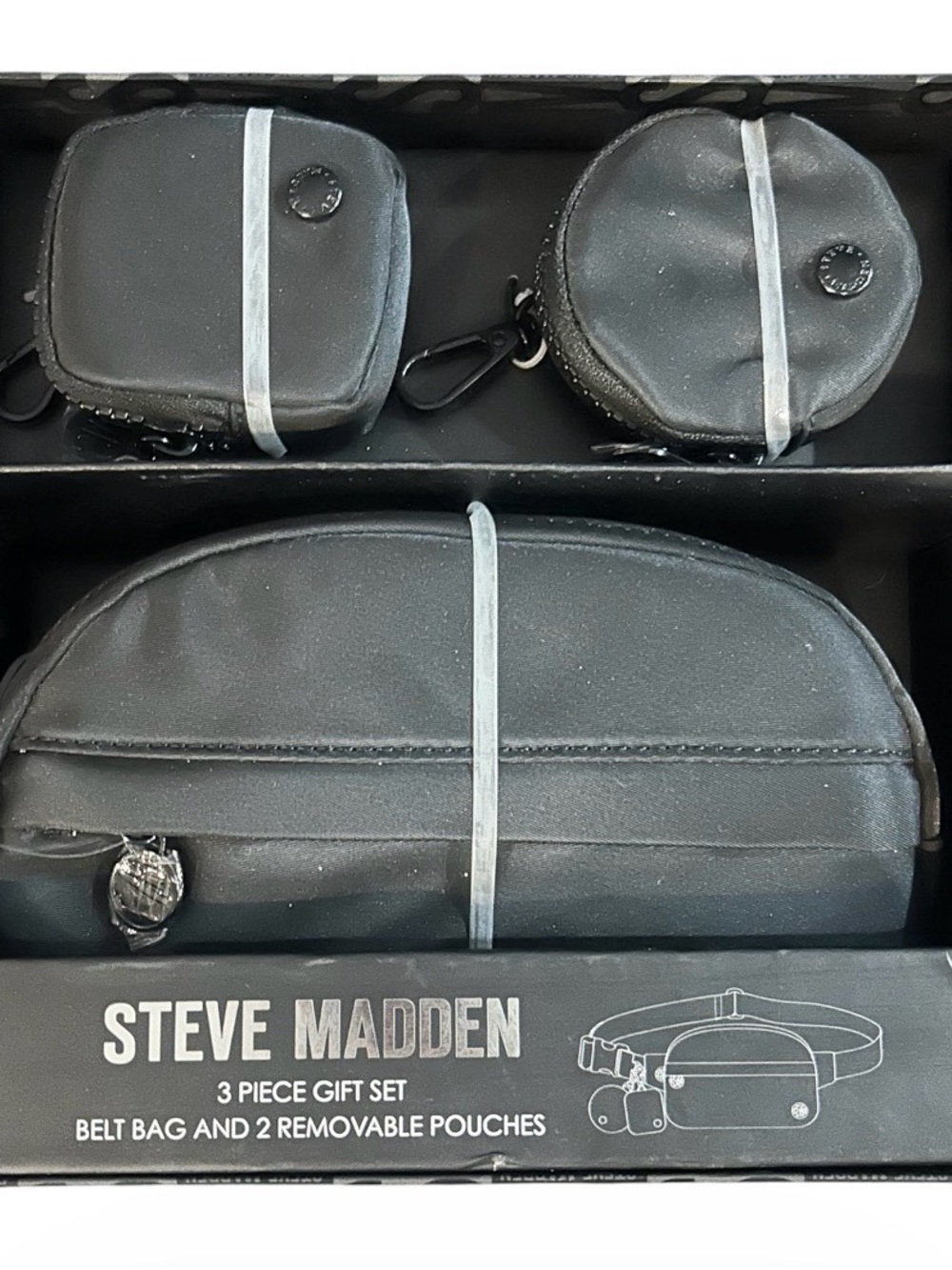 Steve Madden Black 3-Piece Belt Bag Gift Set
